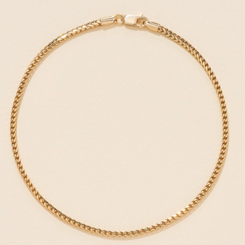 14K real gold 1.6mm Franco RD Chain | Fancy Chain Bracelet | Birthday Gift |